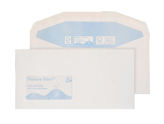 114 x 229mm  Tryfan Recycled White Window Gummed Wallet R3706